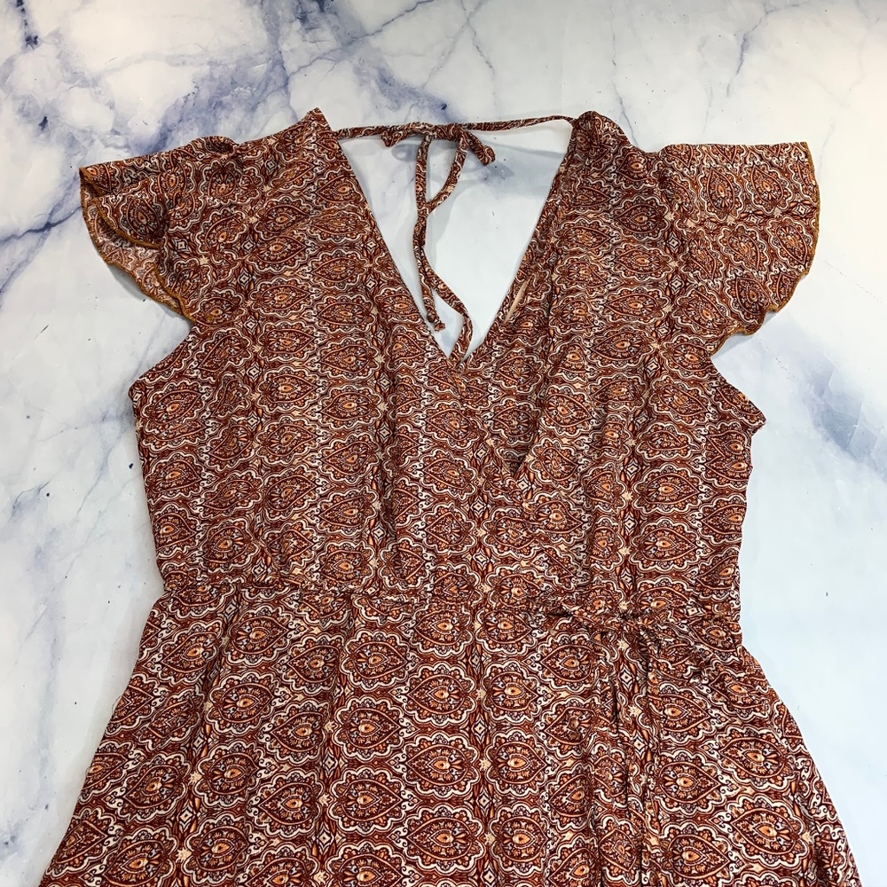 Band Of Gypsies Flutter Boho Wrap Medallion Dress - Picture 8 of 8